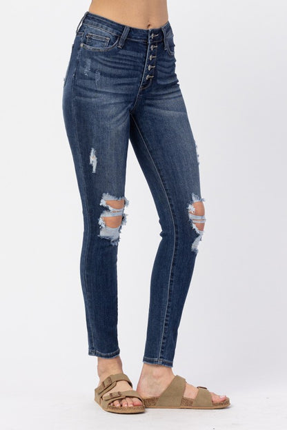 Judy Blue Distressed Hi-Rise Skinny Jeans