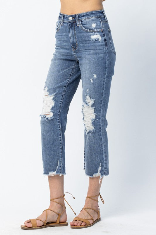 Judy Blue Distressed Cropped Jeans